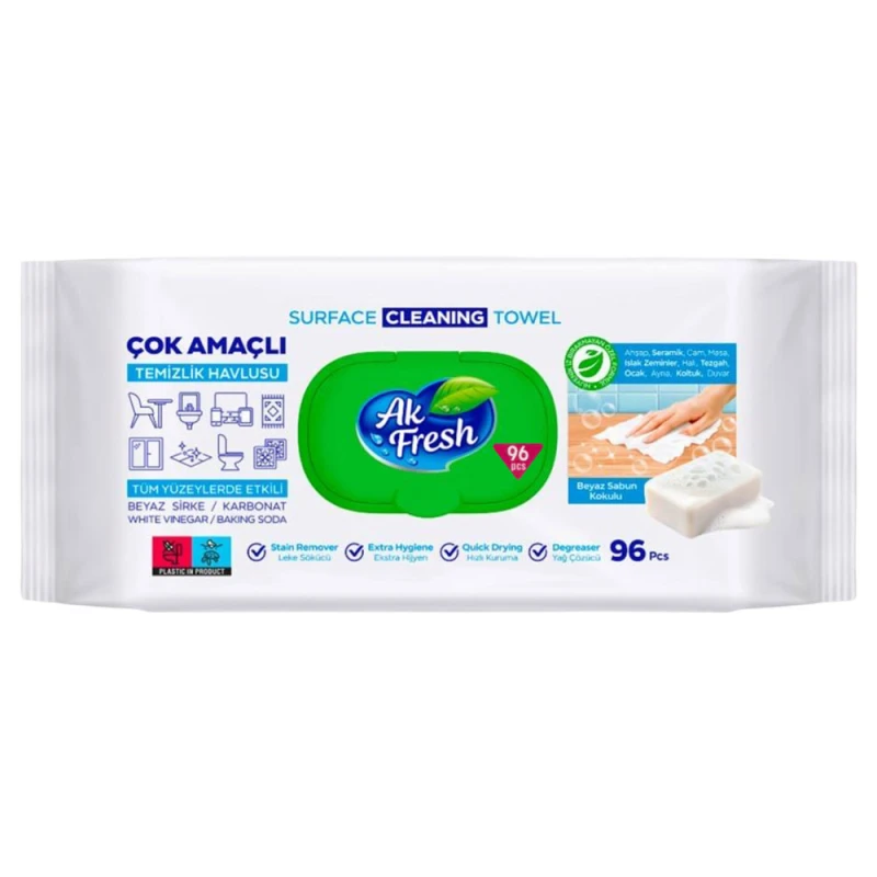 Servetele umede multisuprafete AK Fresh sapun alb si bicarbonat 96 buc